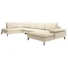 Image de Grand canapé dangle droit panoramique convertible en tissu texturé beige ARCHIBALD