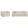 Image de Canapé 3 places et fauteuil en tissu bouclette blanc ivoire LERICI