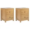 Image de Lot de 2 tables de chevet 2 tiroirs - Bois de mindi - Naturel - PILABO