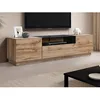Image de Meuble TV avec 2 portes 1 tiroir et 1 niche - Naturel clair et Noir - CEMILINA