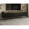 Image de Meuble TV suspendu ou à poser avec 3 portes en MDF - Noir et doré - POSINIA