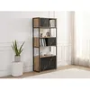 Image de Bibliothèque avec 4 portes et 2 niches en MDF et acier - Effet marbre noir et naturel - YELANIA