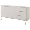 Image de Buffet 2 portes et 3 tiroirs en MDF - Beige et doré - ELONARIA II