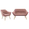 Image de Canapé 2 places et fauteuil en tissu rose chiné CASERTA