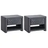 Image de Lot de 2 tables de chevet - 1 tiroir et 1 niche - Velours - Gris anthracite - ULAMI