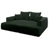 Image de Canapé 3 places confort assise profonde en velours côtelé grosses côtes vert PINETA
