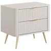 Image de Table de chevet - 2 tiroirs - Beige et doré - ELONARIA