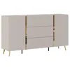 Image de Buffet avec 2 portes et 3 tiroirs - Beige et Doré - MARZIALO