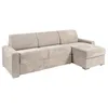 Image de Canapé dangle réversible convertible express en velours côtelé beige - Couchage lattes larges 160 cm - Matelas 22 cm avec mémoire