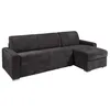 Image de Canapé dangle réversible convertible express en velours côtelé gris - Couchage lattes larges 160 cm - Matelas 18 cm - CALITO