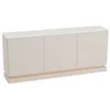 Image de Buffet 3 portes avec LEDs en MDF - Beige et effet marbre blanc - DEVIKA