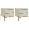 Image de Lot de 2 tables de chevet 2 tiroirs - MDF et métal - Beige et doré - KORASA