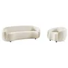 Image de Canapé 3 places et fauteuil en tissu bouclette blanc ivoire BOVANA