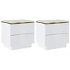 Image de Lot de 2 tables de chevet avec 2 tiroirs - Blanc brillant et doré - VUKIA