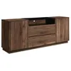Image de Buffet avec 2 portes 2 tiroirs et 1 niche - Naturel foncé et noir - CEMILINA