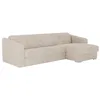 Image de Canapé dangle réversible convertible express en tissu texturé beige - Couchage 140 cm - Matelas 18 cm - DARIELO