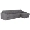 Image de Canapé dangle réversible convertible express en tissu texturé gris - Couchage lattes larges 140 cm - Matelas 22 cm avec mémoire de