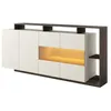 Image de Buffet 4 portes et 4 niches avec LEDs - Beige et Naturel foncé - IDESIA