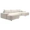 Image de Grand canapé dangle panoramique convertible en tissu chiné crème DAVISO