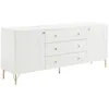 Image de Buffet avec 2 portes et 3 tiroirs - Blanc et doré - ALOBARA