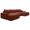 Image de Grand canapé dangle panoramique convertible en tissu texturé terracotta DAVISO