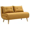 Image de Canapé 2 places convertible en tissu jaune moutarde VALERIO
