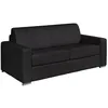 Image de Canapé 3 places convertible express en cuir de buffle noir - Couchage à lattes larges 140 cm - Matelas 14 cm CALITO