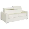 Image de Canapé 3 places convertible express en cuir de buffle blanc - Couchage à lattes larges 140 cm - Matelas 22 cm avec mémoire de forme
