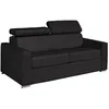 Image de Canapé 4 places convertible express en cuir de buffle noir - Couchage 160 cm - Matelas 22 cm avec mémoire de forme VIZIR