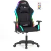 Image de Fauteuil Gamer - AMSTRAD - AMS-LED-FUSION-BK - Noir - Éclairage LED - Réglable en hauteur