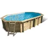 Image de Kit Piscine hors sol en bois UBBINK Océa - 400 x 610 x 130 cm - Ovale (Avec filtre à sable échelle intérieure + échelle