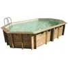 Image de Kit Piscine hors sol en bois UBBINK Océa - 400 x 610 x 130 cm - Ovale (Avec filtre à sable échelle intérieure échelle extérieure)
