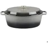 Image de Cocotte ovale 33 cm en fonte émaillée - 33 cm - Gris - Masseiron