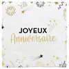 Image de Serviettes en papier - HAPPY Party - Sachet de 10 - Blanc Noir Or - Dimensions 33x33 cm - Anniversaire