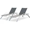 Image de DCB GARDEN Chaise longue en aluminium et textilène Barcelona - Taupe