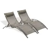 Image de Lot de 2 bains de soleil en aluminium et toile plastifiée - Cappuccino - CL76