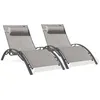 Image de Lot de 2 bains de soleil en aluminium et toile plastifiéee - Gris clair - CL76
