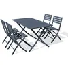 Image de Ensemble repas MARIUS 140 cm 4 places en aluminium anthracite