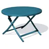 Image de Table de jardin MARIUS ronde pliante en aluminium bleu canard