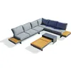 Image de Salon de jardin dangle - Gris anthracite - Bois dacacia / aluminium - 6 places - Vanuatu