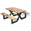 Image de Table de jardin avec bancs - Gris anthracite - Aluminium et HPL effet bois - 150 x 164 cm - Vancouver