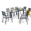 Image de Ensemble repas 8 places en aluminium et plateau verre (4 chaises/2 fauteuils) - Gris anthracite - TOLEDE