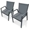 Image de Lot de 2 fauteuils de jardin empilables en aluminium - Gris anthracite - FLORIDE