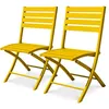 Image de Lot de 2 chaises de jardin en aluminium - Jaune moutarde - MARIUS