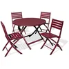 Image de Ensemble repas de jardin rond en aluminium - Rouge carmin - MARIUS
