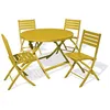 Image de Ensemble repas de jardin rond 4 places en aluminium - Jaune moutarde - MARIUS