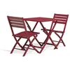 Image de Ensemble repas de jardin carré 2 places en aluminium - Rouge carmin - MARIUS