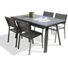 Image de Ensemble repas de jardin 4 places en aluminium - Gris anthracite - STOCKHOLM