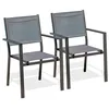 Image de Lot de 2 fauteuils de jardin en alu toile plastifiéee - Gris anthracite - TOLEDE