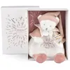 Image de Ours Doudou Cape 25cm Blanc Rose - DOUDOU ET COMPAGNIE